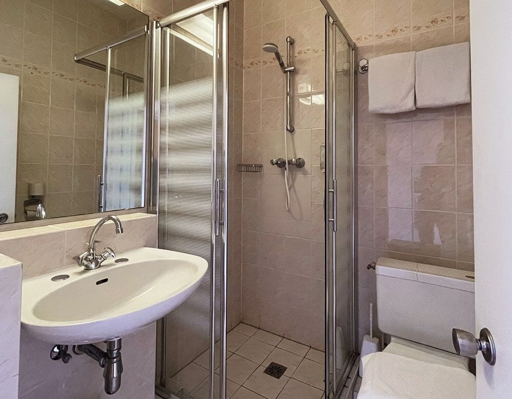 Twin Room with Canal View: private bathroom with a walk-in shower and washbasin